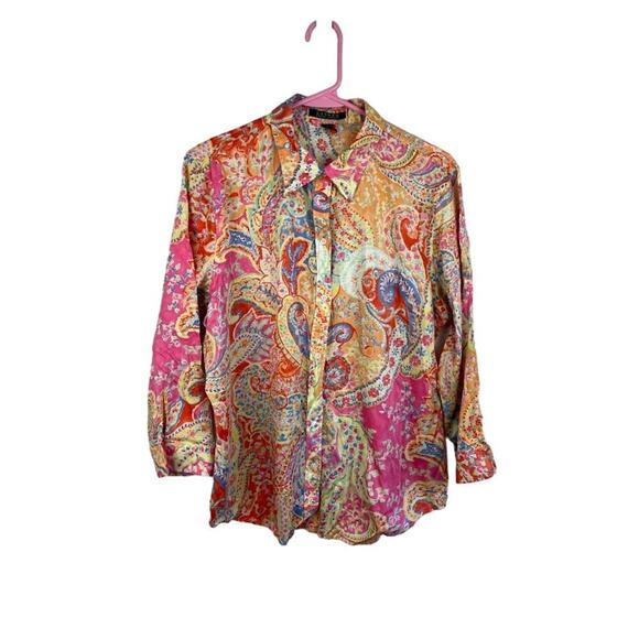 Lauren Ralph Lauren multicolor floral long sleeve button up women's size xl - Picture 1 of 6